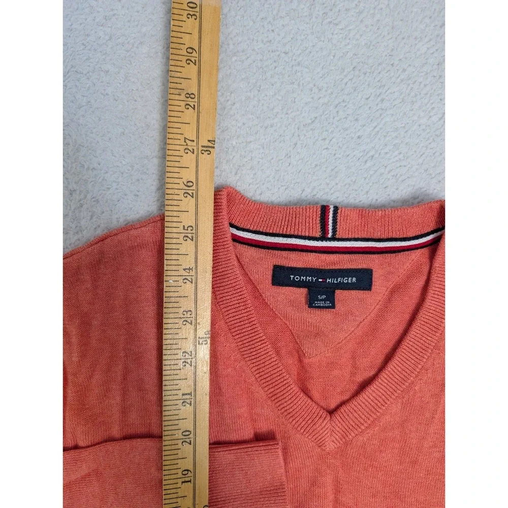 NEW Tommy Hilfiger‎ Pull Over Sweater 100% Premium Cotton V Neck Small Salmon
